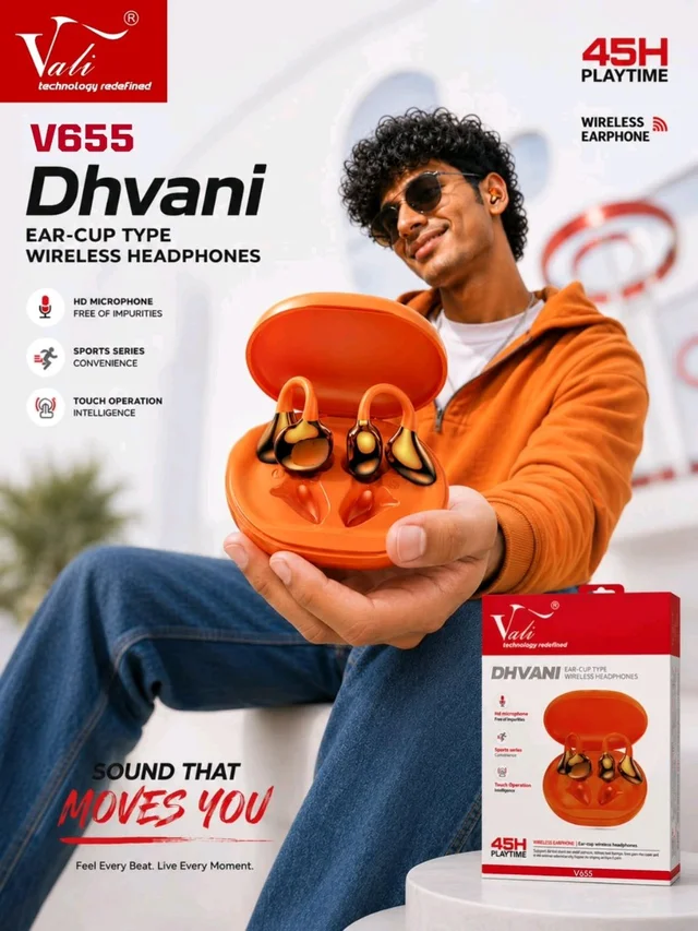 Vali New v655 Dhvani Ear-Cup Type Unique Design Earbuds 45H Playtime (6 Month Warranty)