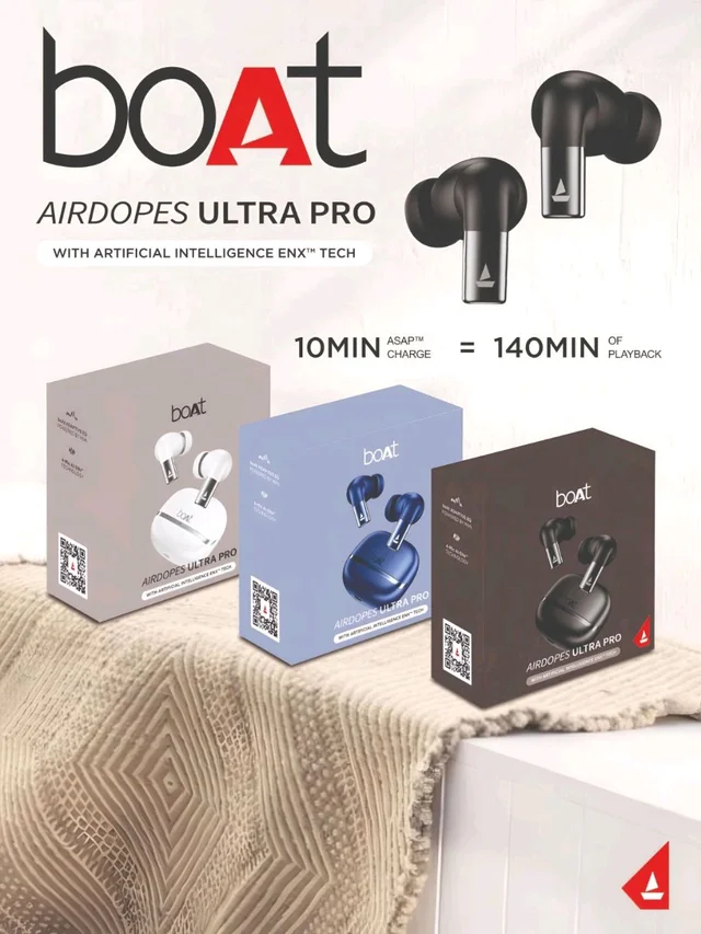 Boat Airdopes New Ultra Pro Superb Sound Quality Earbuds Hard Box Packing Premium Quality