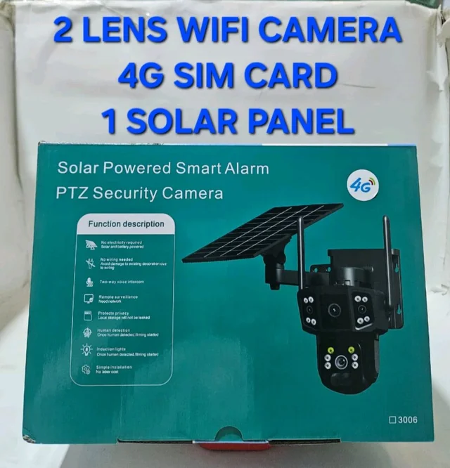 New Wifi + Sim Card 4G Supported solar-powered smart alarm PTZ security camera with dual lenses and 4G SIM card support