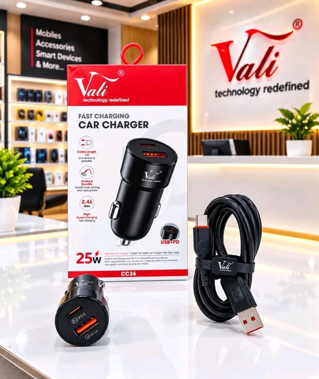 Vali New CC-36 25W USB+PD Car Charger With USB To Type-c Cable 1 Year Warranty