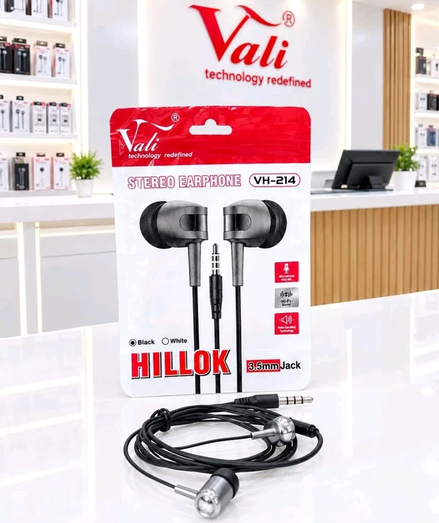 Vali VH-214 HILLOK Stereo Sound Quality Earphone 🤩 (White & Black)