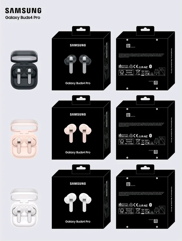 New 🆕 Samsung Galaxy Buds4 Pro 💯% Og Metal Shiny Earbuds extra Bass Sound Hard Box Packing