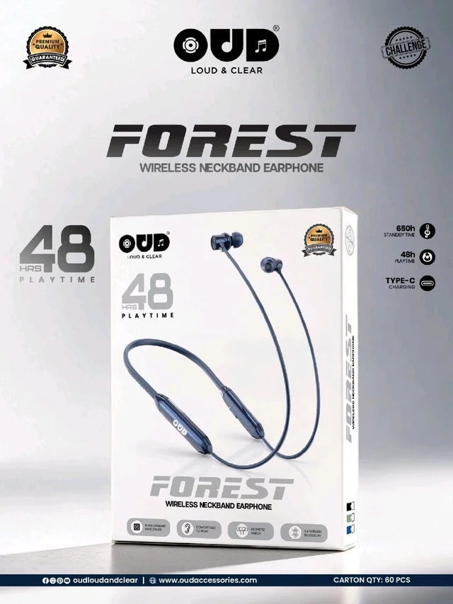 Oud New FOREST Type-C 48 Hrs Playtime Wireless Neckband (6 month Warranty)