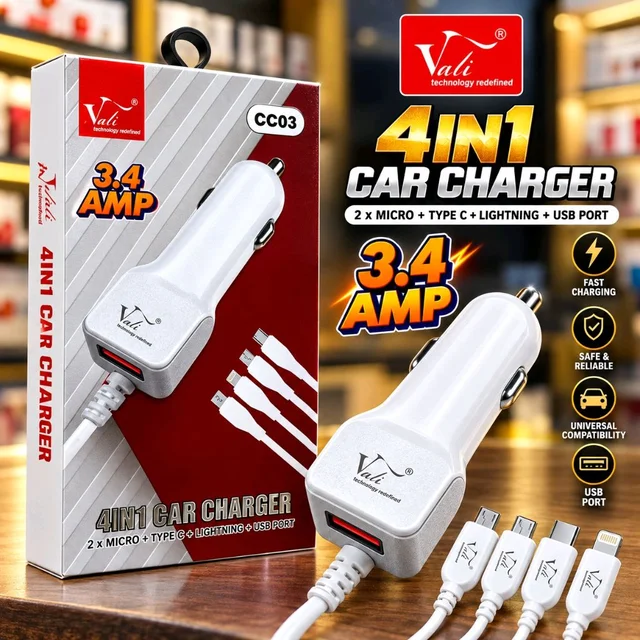 Vali CC-03 5in1 Car Charger 3.4Amp With All Cable