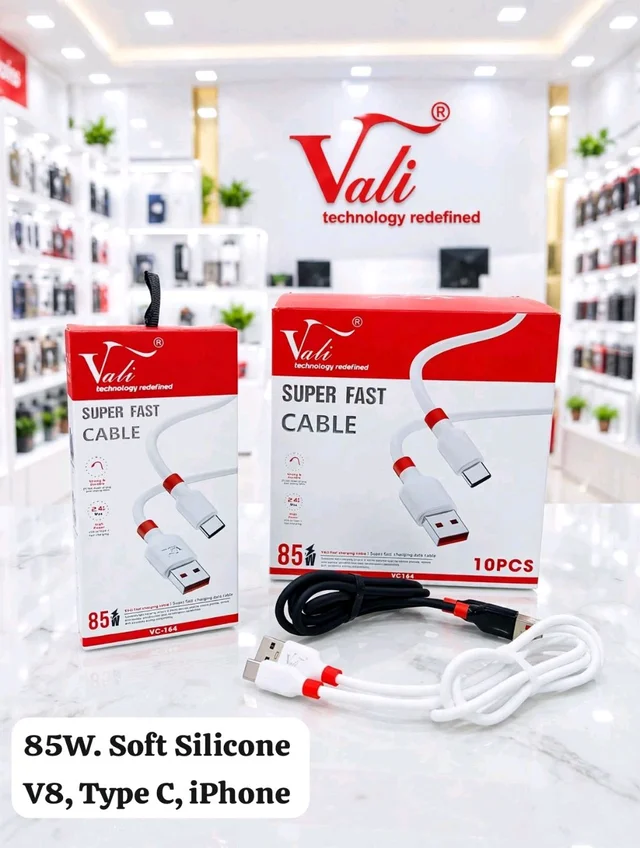 Vali New 85Wt Super Fast ⏩ Soft Silicone Cable VC-164 - Micro Usb V8