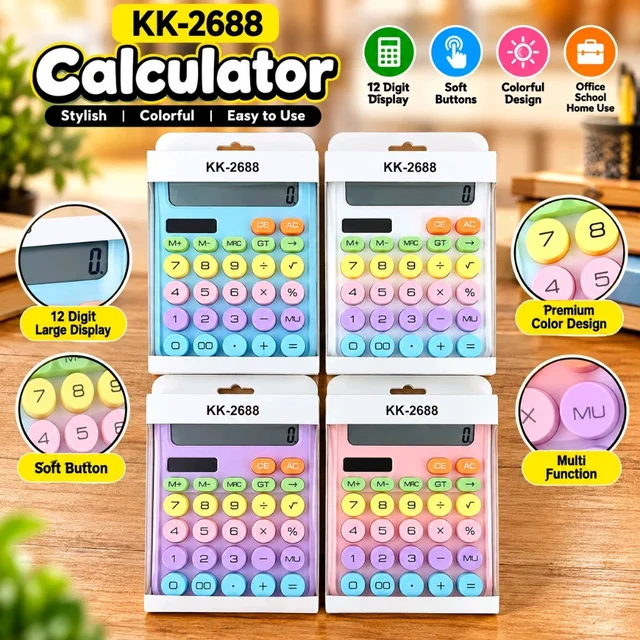 KK-2688 Electronic Calculator •Multi Colour •Easy to Use •Stylish