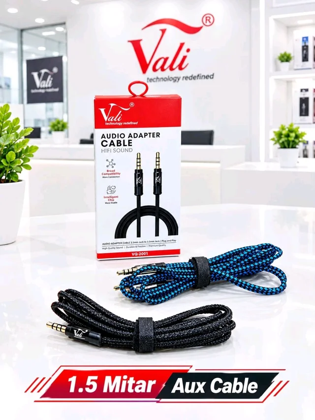Vali New VC-2001 1.5MTR Aux cable Multi Colour