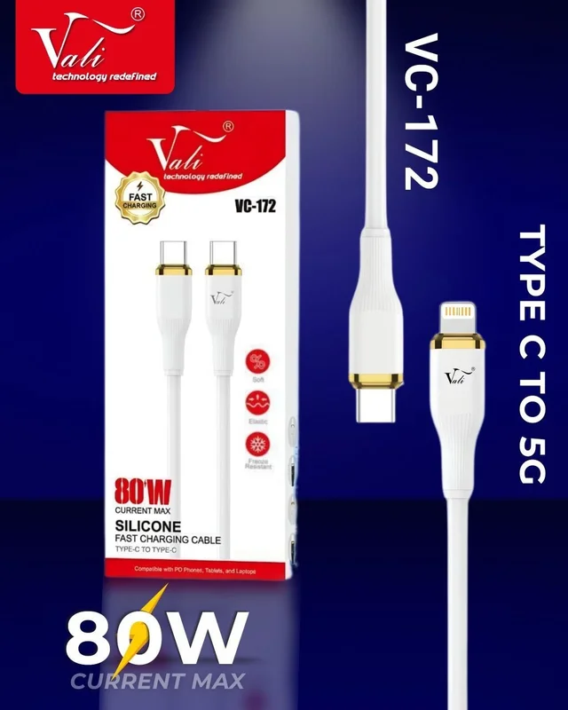 Vali New Vali VC-172 C To 5G{IP} 80W SILICON FAST CHARGING CABLE - VC-172