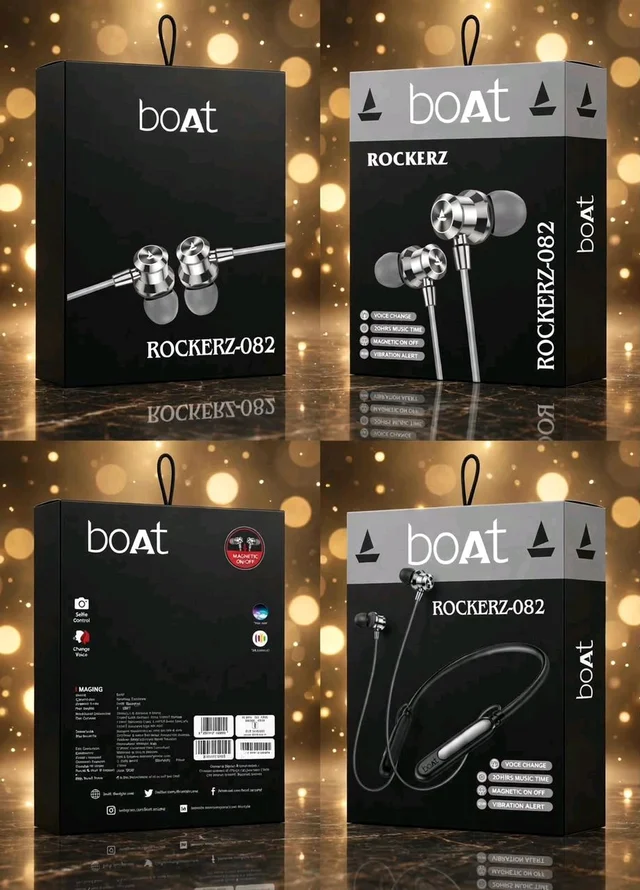 Boat New Rockerz -082 Magnetic 🧲 On-off, Vibration 📳 Alert, Voice Changer, Big Battery 🔋 Heavy Quality Neckband Double Box Packing