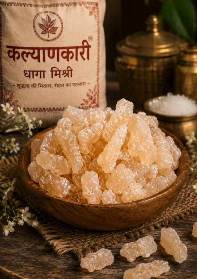 Kalyankari Premium Dhaga Mishri | Natural Thread Mishri | Rock Sugar Crystals | Traditional Sweetener |900 Grm