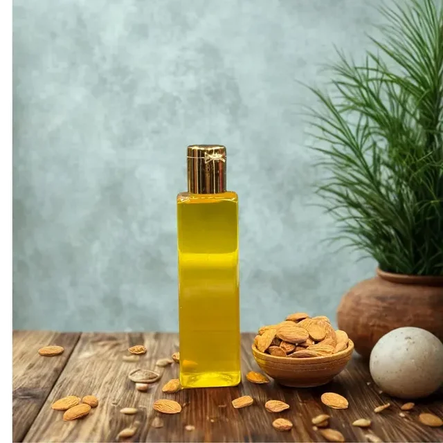 Kalyankari Almond oil (kashmiri mamra )Wood Pressed - Extracted on Wooden Churner | Kolhu/Kacchi Ghani/Chekku -200 ML - 200 ML