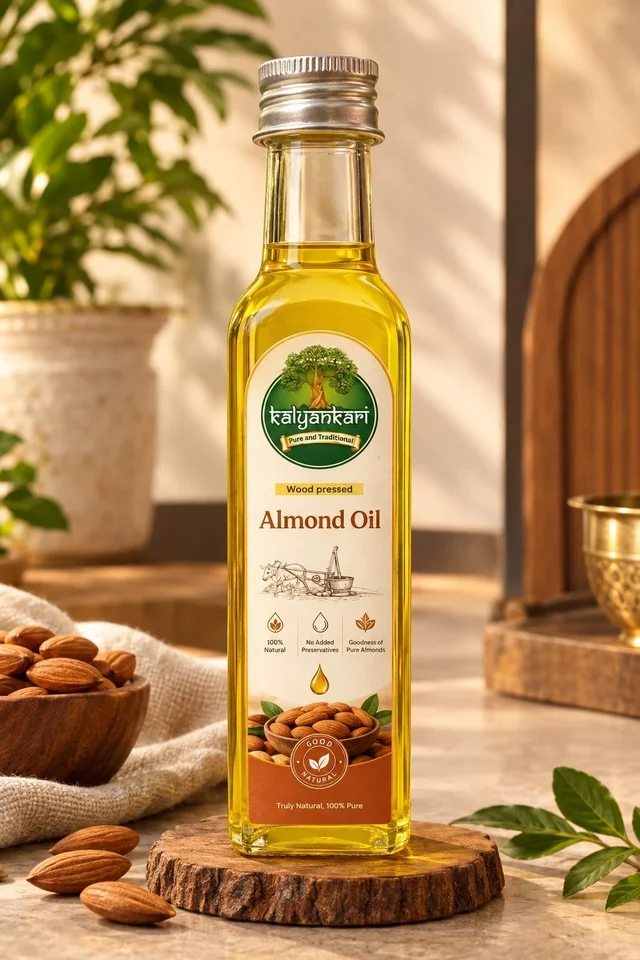 Kalyankari Kashmiri Mamra Almond Oil 100 ml (Glass Bottle)| Wood Pressed Badam Oil