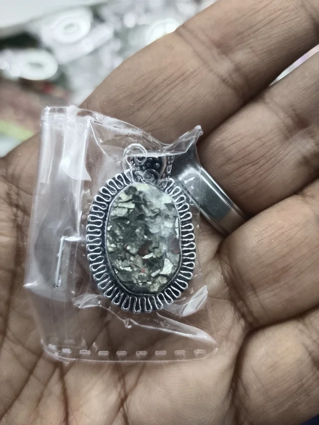 Astro Planet Pyrite Rings And Lockets - Olive, Free