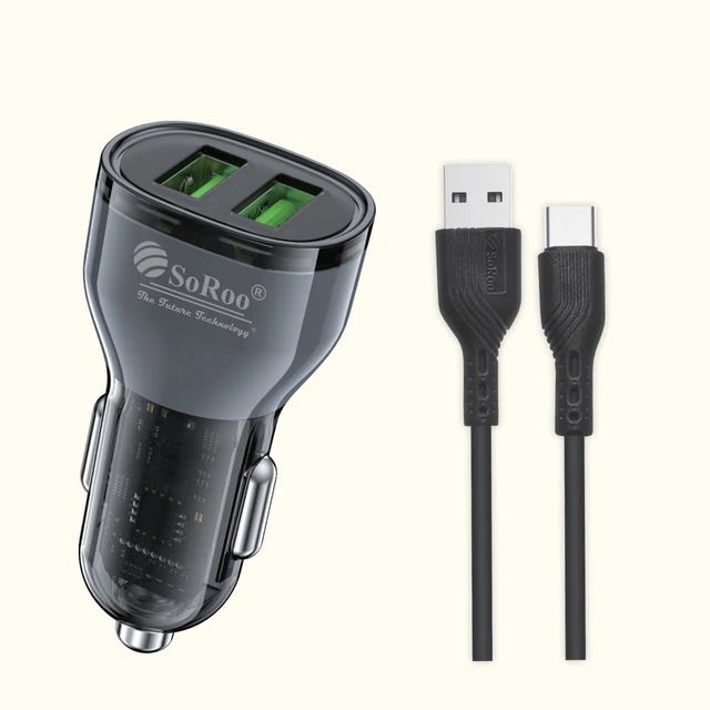 YOROTO Soroo Car Charger 3.6A Output (Black, With USB Cable) Series-17