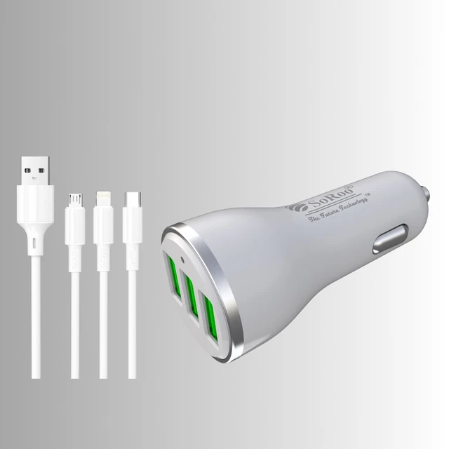 YOROTO Soroo Car Charger 22W Output (White, With USB Cable) Series-3