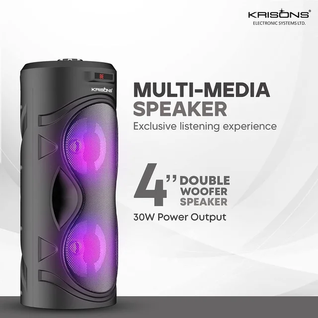 KRISONS Cylinder 40W Bluetooth Party Speaker with Mic & RGB Lights