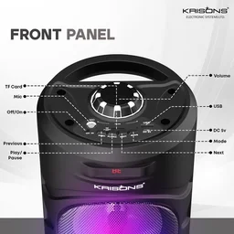 KRISONS Cylinder 40W Bluetooth Party Speaker with Mic & RGB Lights