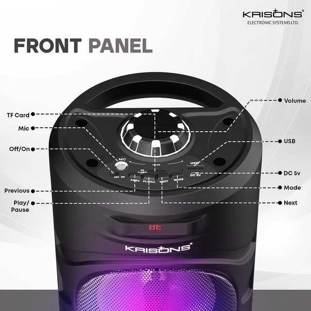 KRISONS Cylinder 40W Bluetooth Party Speaker with Mic & RGB Lights