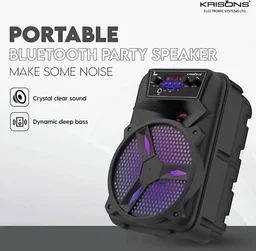 KRISONS Krisons Stone 8-inch Woofer, Free Wired Mic, 4 Hours Playback RGB Lights,USB Input 20 W Bluetooth Speaker