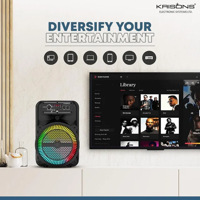 KRISONS Krisons MoonStar 30W Bluetooth Gaming Speaker with Wireless Mic & LED Display