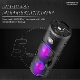 KRISONS Krisons Cylender 111 | 40W Bluetooth Portable Speaker with Dual Woofers, Mic & Torch