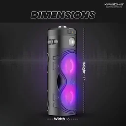 KRISONS Krisons Cylender 111 | 40W Bluetooth Portable Speaker with Dual Woofers, Mic & Torch