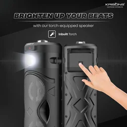 KRISONS Krisons Cylender 111 | 40W Bluetooth Portable Speaker with Dual Woofers, Mic & Torch