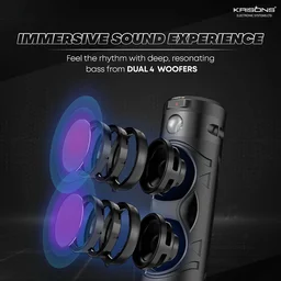 KRISONS Krisons Cylender 111 | 40W Bluetooth Portable Speaker with Dual Woofers, Mic & Torch