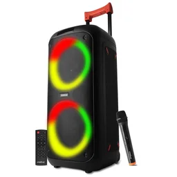 KRISONS Krisons J11 Portable Bluetooth Party Speaker with LED Lights, Wireless Microphone