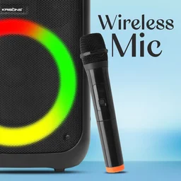 KRISONS Krisons J11 Portable Bluetooth Party Speaker with LED Lights, Wireless Microphone