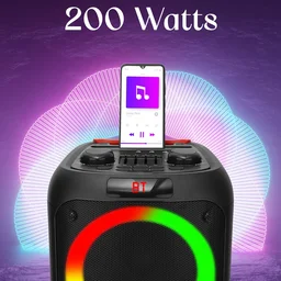 KRISONS Krisons J11 Portable Bluetooth Party Speaker with LED Lights, Wireless Microphone