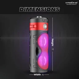 KRISONS Krisons Cylender 111 40W Portable Speaker with 4" Double Woofers, Free Wired Mic for Karaoke, in Built Torch, Remote Control with Bluetooth, FM, USB, Micro SD Card Connectivity (Red)