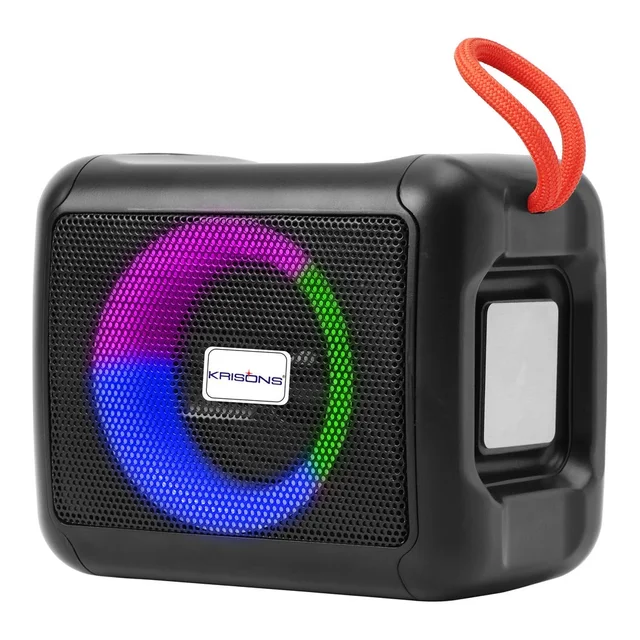 KRISONS Krisons Bullet Bluetooth Speaker 10W Multi-Media Bluetooth Party Speaker with RGB Lights, USB, SD Card - Black