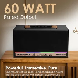 KRISONS Retro 60W Bluetooth Party Speaker with Wireless Karaoke Mic & 6-Hour Battery