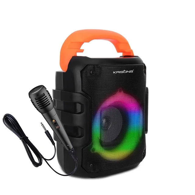 KRISONS Krisons Sunshine 4" Woofer 35 W Multi-Media Bluetooth Party Speaker with Wired Mic for Karaoke, Digital Display,RGB Lights, USB, SD Card and FM Radio