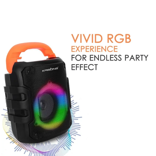 KRISONS Krisons Sunshine 4" Woofer 35 W Multi-Media Bluetooth Party Speaker with Wired Mic for Karaoke, Digital Display,RGB Lights, USB, SD Card and FM Radio