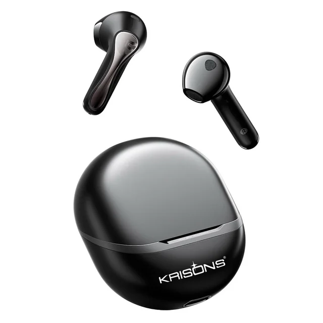 KRISONS Krisons TWS-002 Wireless Earbuds, Black, True Wireless Stereo, Portable Charging Case