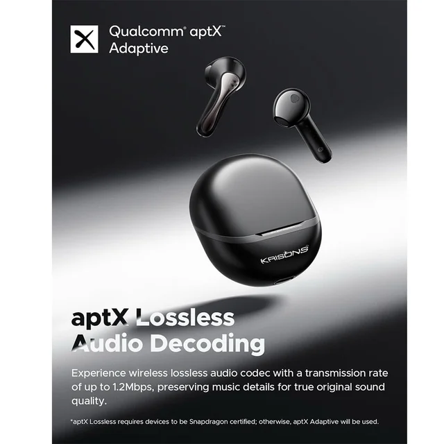 KRISONS Krisons TWS-002 Wireless Earbuds, Black, True Wireless Stereo, Portable Charging Case