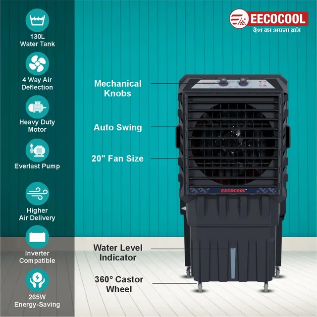 EECOCOOL Lakson 130 L Desert Air Cooler ( Grey)
