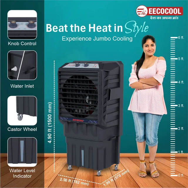 EECOCOOL Lakson 130 L Desert Air Cooler ( Grey)