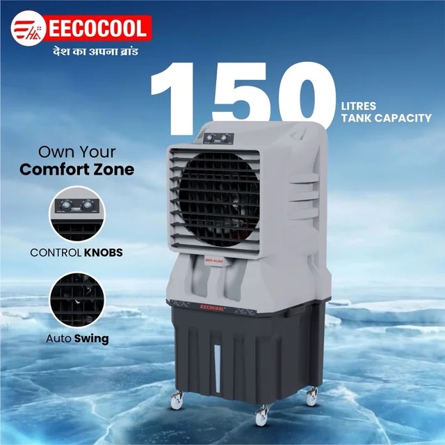 EECOCOOL Ronaldo 150 L Desert Air Cooler ( Grey)