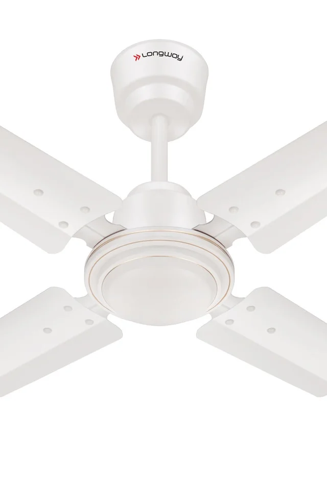 LONGWAY Longway Crystal P1 600 Mm/24 Inch Ultra High Speed 4 Blade Anti-Dust Decorative Star Rated Ceiling Fan | 2 Years Warranty (Brown, Pack Of 1) - white