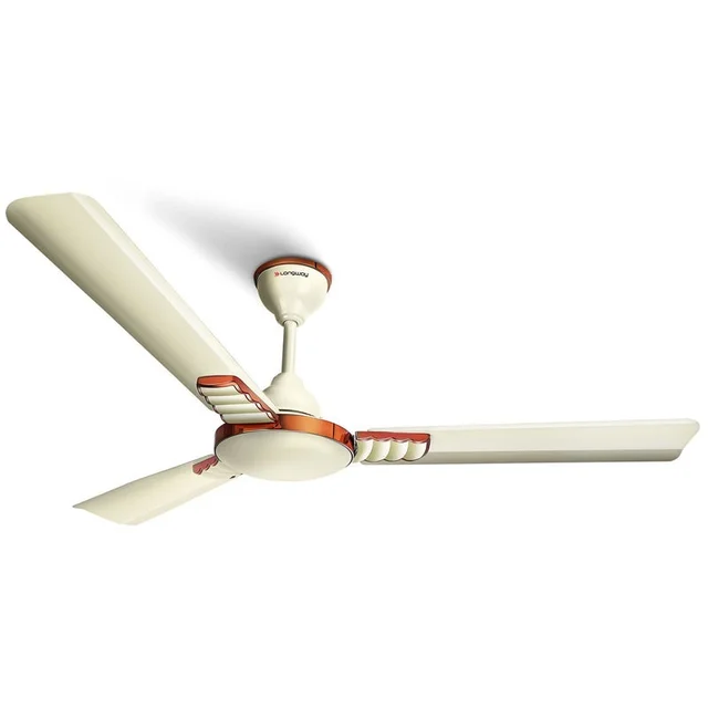 LONGWAY Longway Hazel 1200 Mm/48 Inch Ultra High Speed 3 Blade Anti-Dust Decorative Star Rated Ceiling Fan | 2 Years Warranty (Ivory, Pack Of 1) - ivory