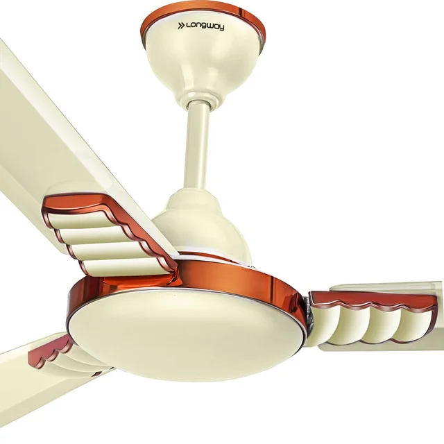 LONGWAY Longway Hazel 1200 Mm/48 Inch Ultra High Speed 3 Blade Anti-Dust Decorative Star Rated Ceiling Fan | 2 Years Warranty (Ivory, Pack Of 1) - ivory