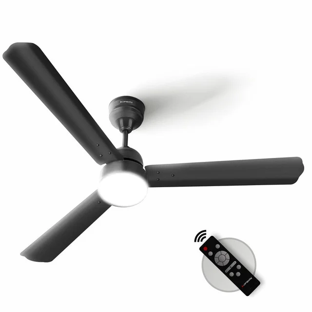 LONGWAY Longway Luminair 1200 Mm BLDC Ceiling Fan With Remote Control | BEE 5 Star Rated Energy Efficient | Ultra High Speed 3 Blade Anti-Dust Decorative Ceiling Fan | 5 Years Warranty (Smoked Brown, Pack Of 1)