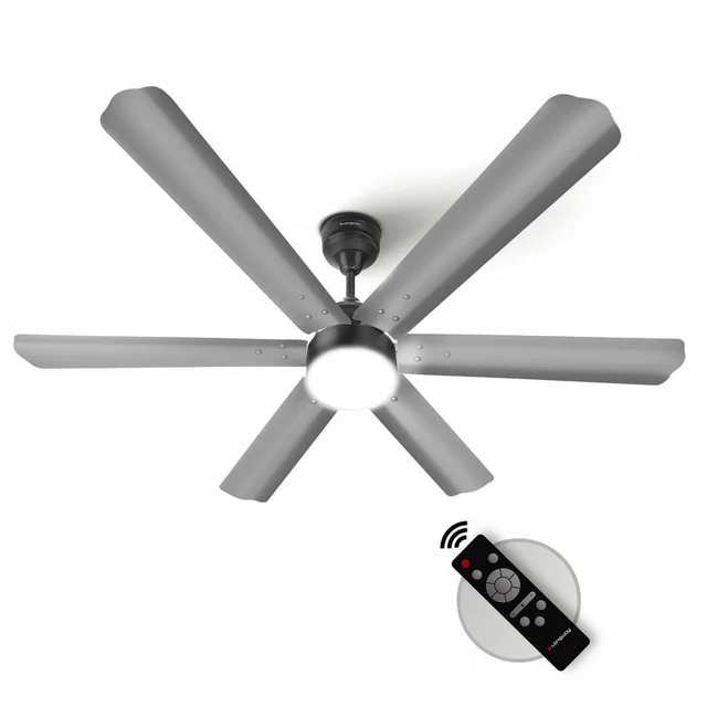 LONGWAY Longway Luminair 1200 Mm BLDC Ceiling Fan With Remote Control & LED Light | BEE 5 Star Rated Energy Efficient | Ultra High Speed 6 Blade Anti-Dust Decorative Ceiling Fan | 5 Years Warranty (Steel Gray, Pack Of 1)