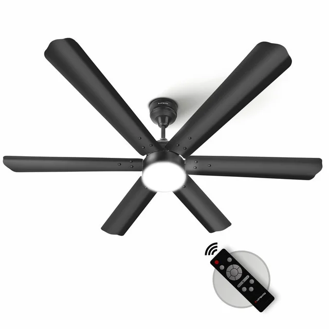 LONGWAY Longway Luminair 1200 Mm BLDC Ceiling Fan With Remote Control & LED Light | BEE 5 Star Rated Energy Efficient | Ultra High Speed 6 Blade Anti-Dust Decorative Ceiling Fan | 5 Years Warranty (Smoked Brown, Pack Of 1)