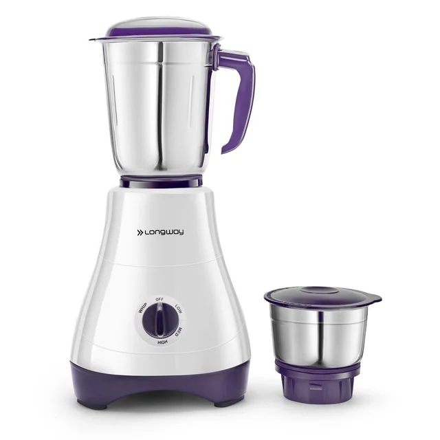 LONGWAY Longway Neo Plus Mixer Grinder | Up To 650 Watt Powerful Motor | 2 Jars For Grinding, Mixing, Juicing | 2 Years Warranty (Purple, 2 Jars)