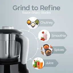 LONGWAY Longway Kratos 1000 Watt Juicer Mixer Grinder With 4 Jars For Grinding, Mixing, Juicing With Powerful Motor | 1 Year Warranty | (Black, 4 Jars)