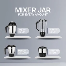 LONGWAY Longway Kratos 1000 Watt Juicer Mixer Grinder With 4 Jars For Grinding, Mixing, Juicing With Powerful Motor | 1 Year Warranty | (Black, 4 Jars)